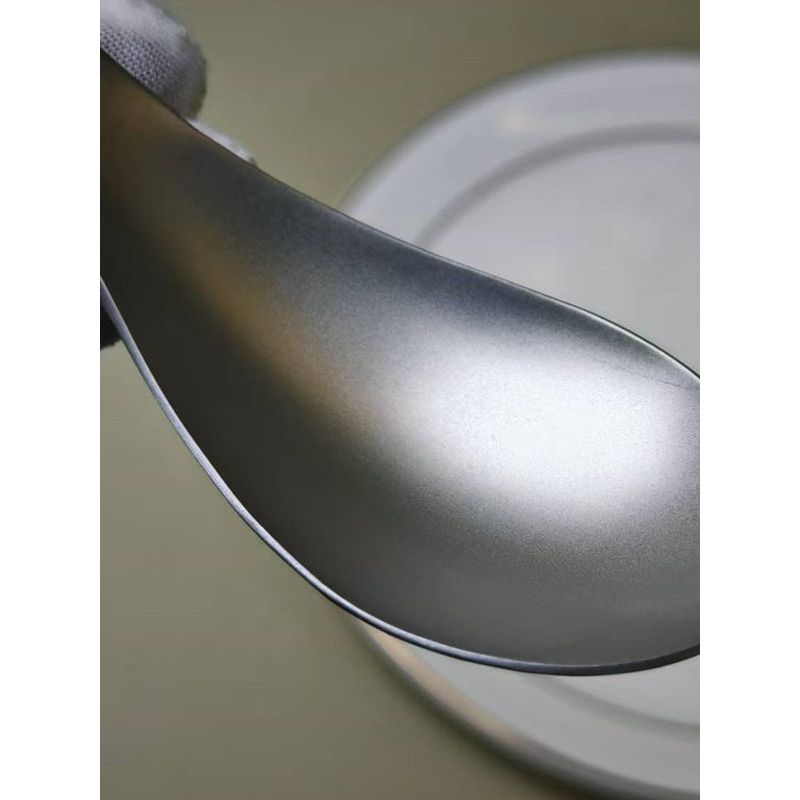 Matte Retro-Style Pure Titanium-Plated 304 Stainless Steel Spoon with Short Handle, Small Soup Spoon for Home Use, Deepened Rice Spoon, Soup Spoon