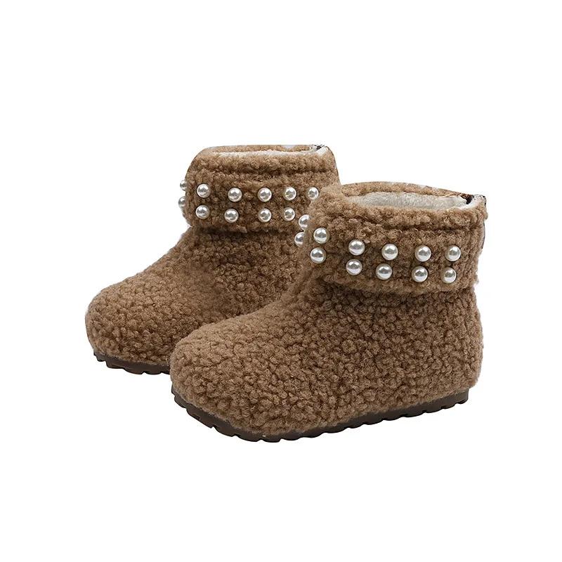 Winter Children's Snow Boot Warm Versatile Girls Fashion Ankle Boots Fashion Sweet Kids Causal Cotton Boots Elegant Round-toe