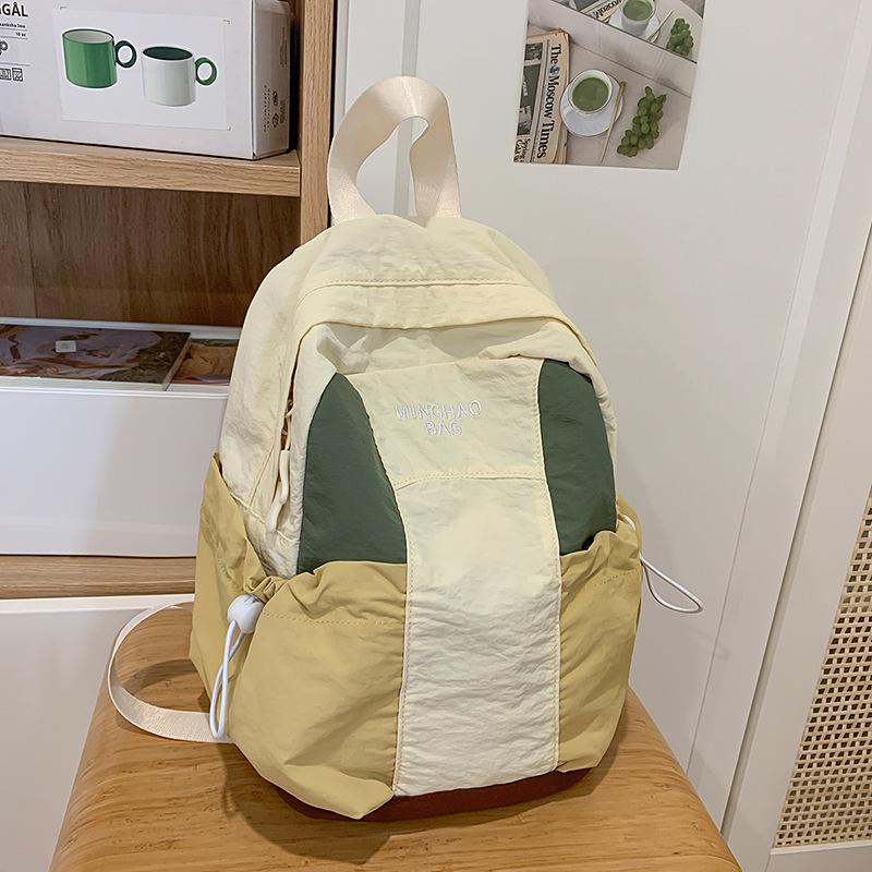 Schoolbag New Japanese Ins Retro Fresh and Sweet Contrasting Color Splicing Backpack College Student Women's Lightweight Travel Backpack