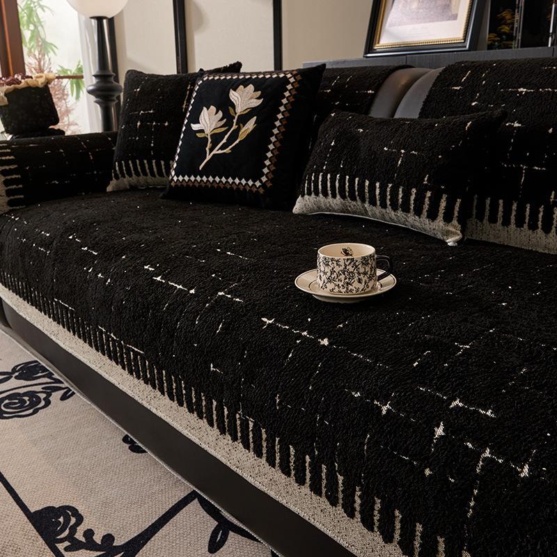 New Half-Edge Velvet Sofa Cushion, Light Luxury Style, Non-Slip And Dirt-Resistant Seat Cushion, Advanced Sofa Cover, Autumn And Winter Sofa Cover