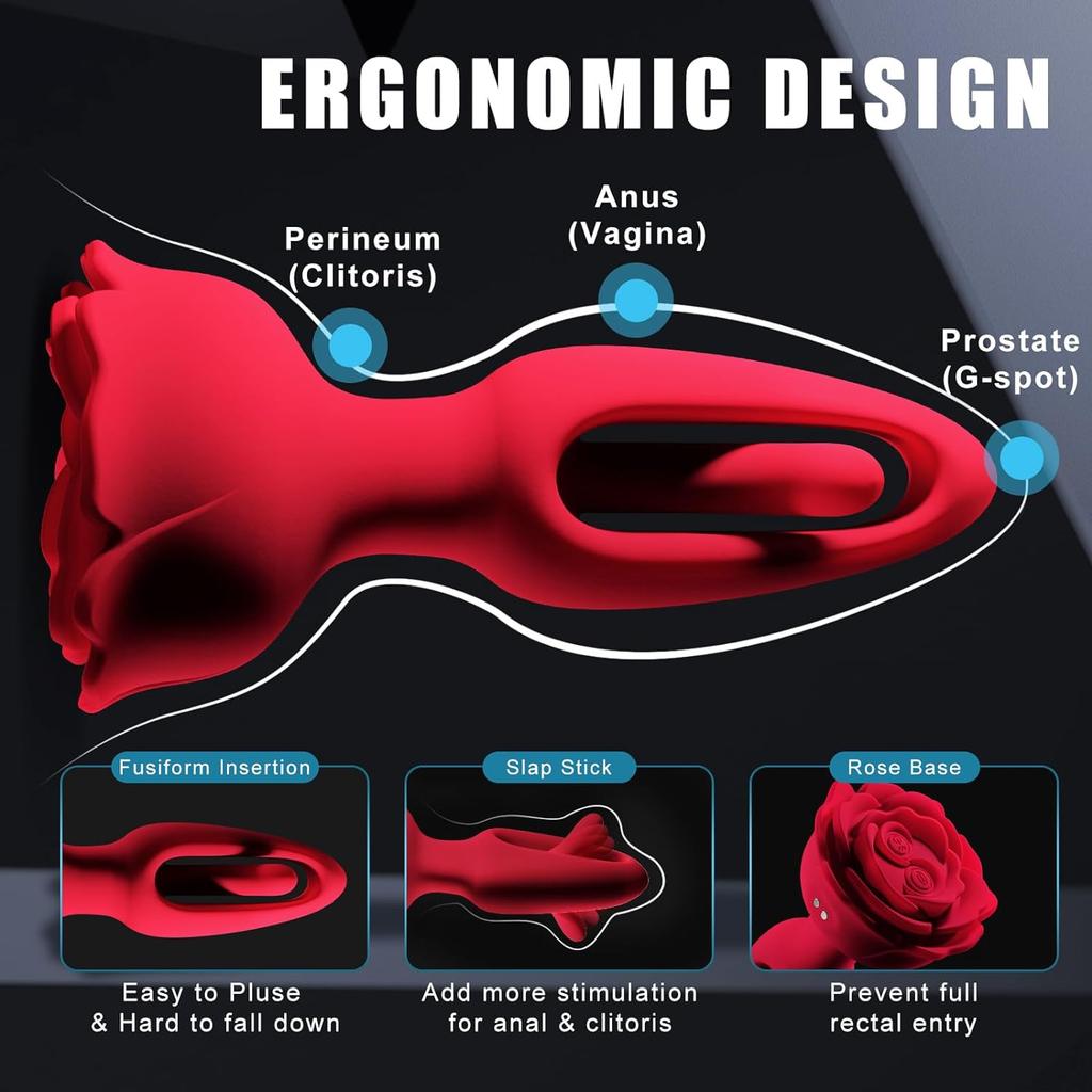 3 In 1 Rose Atrium Plug Vibrator with Vibration and Slap Modes Male Female Sex Machine Remote Control Atrium Masturbator Adult Toys
