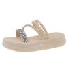 Thick-soled Cool Slippers for Women To Wear 2025 Summer New Rhinestone Muffin Versatile Two Wear Sandals One-word Beach Slippers