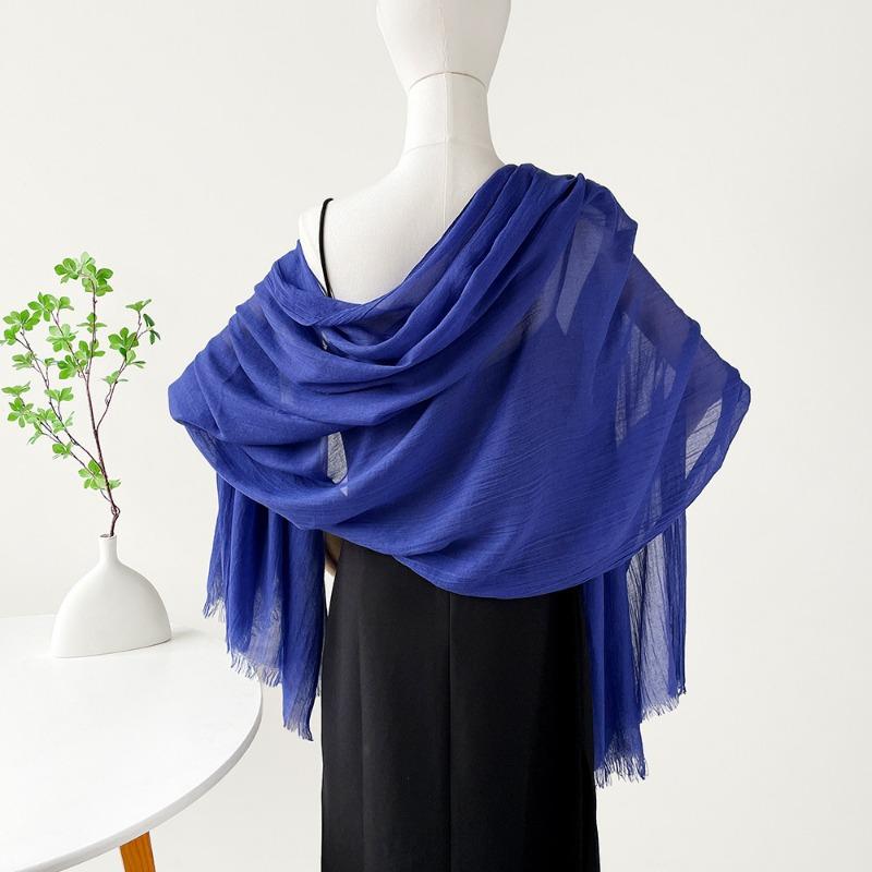 Summer Versatile Cotton and Linen Scarf Shawl Lengthened Solid Color Yarn Shawl Sunscreen Shawl Simple Scarf Silk Scarf Women