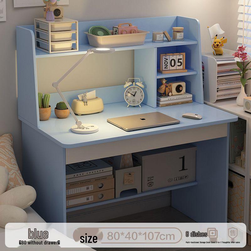 Multifunctional Student Desk with Bookshelf for Homework and Study in Bedroom or Dorm