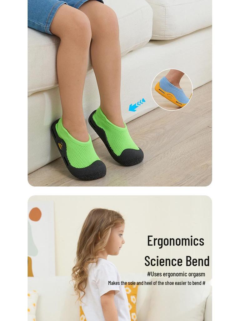 Golden Shark Kids' Wide Fit Non-slip Indoor Shoes - Silent, Breathable Soft Sole for Kindergarten and Early Education.