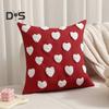 Valentines Day Throw Pillowcase 3D Heart Embroidery Short Plush Luster 45*45cm Hidden Zipper Closure Pillow Cover Bedroom Living Room Sofa Decoration