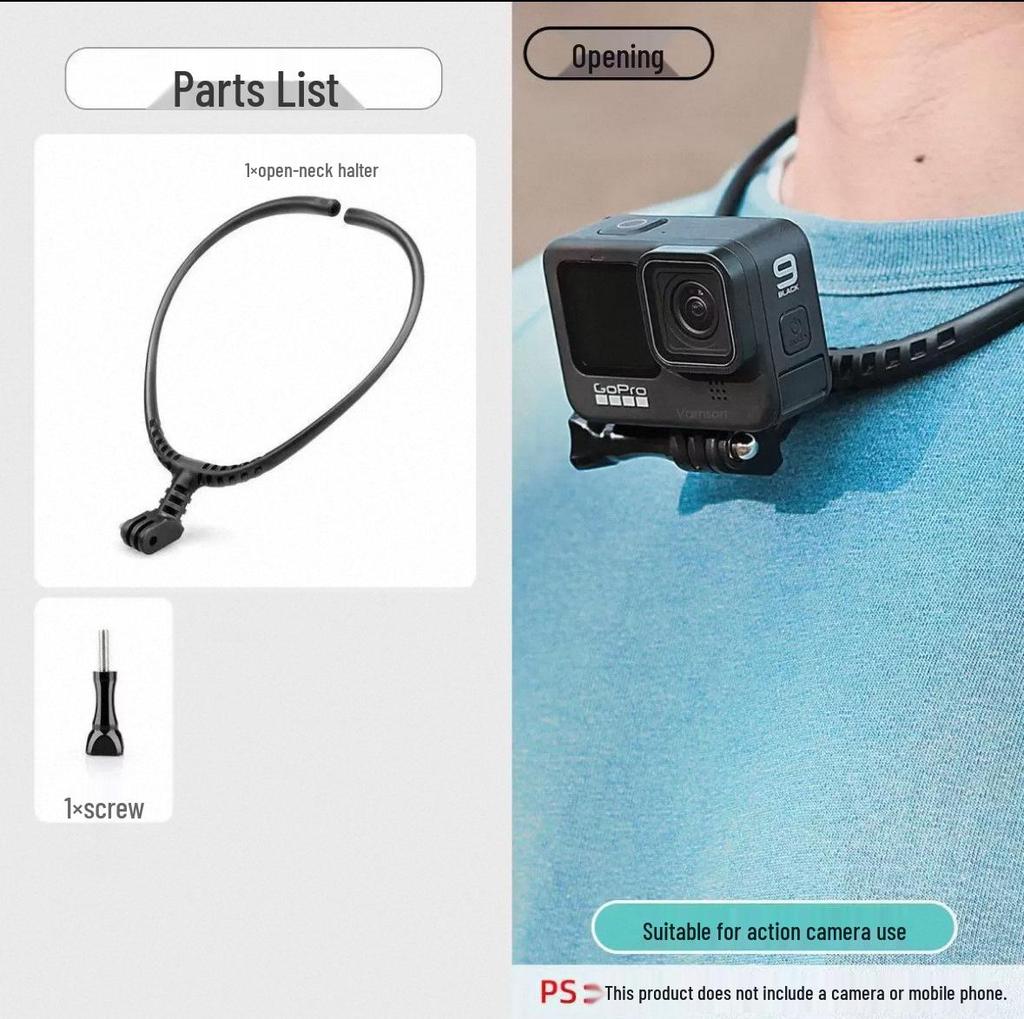 Hands-Free Action Camera Chest Mount & Neck Strap for First-Person Shooting, Outdoor Live Streams, and Cycling