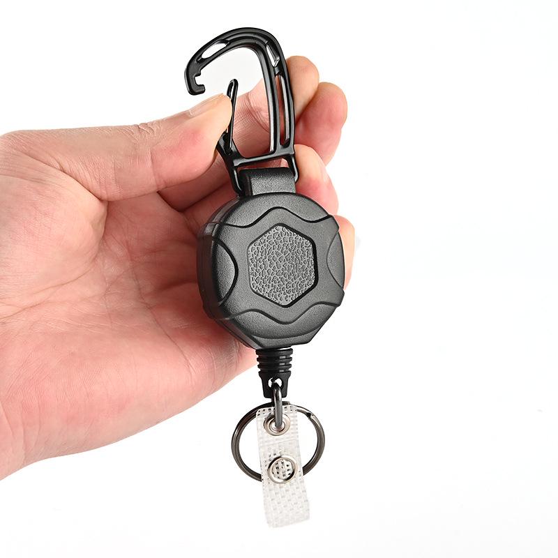 Stainless Steel Telescopic Wire Rope Keychain - 1MM Thick, High Rebound, Anti-Theft, Easy Pull Buckle