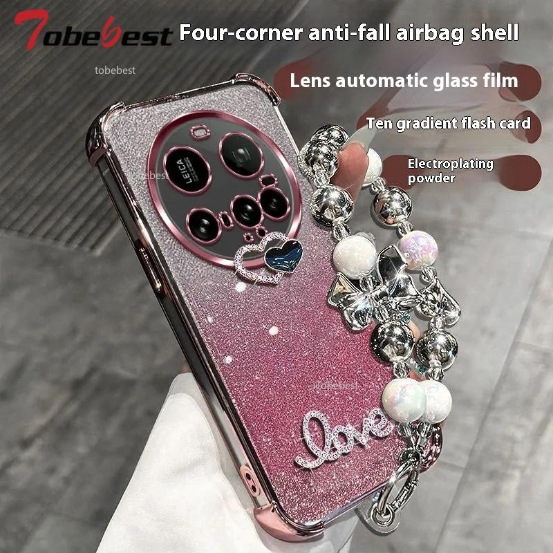 3D Love Stoßfest Glitzer Beschichtung Perlenarmband Hülle für Xiaomi 15 Ultra 14 14T 13 12 Pro Silikonhülle