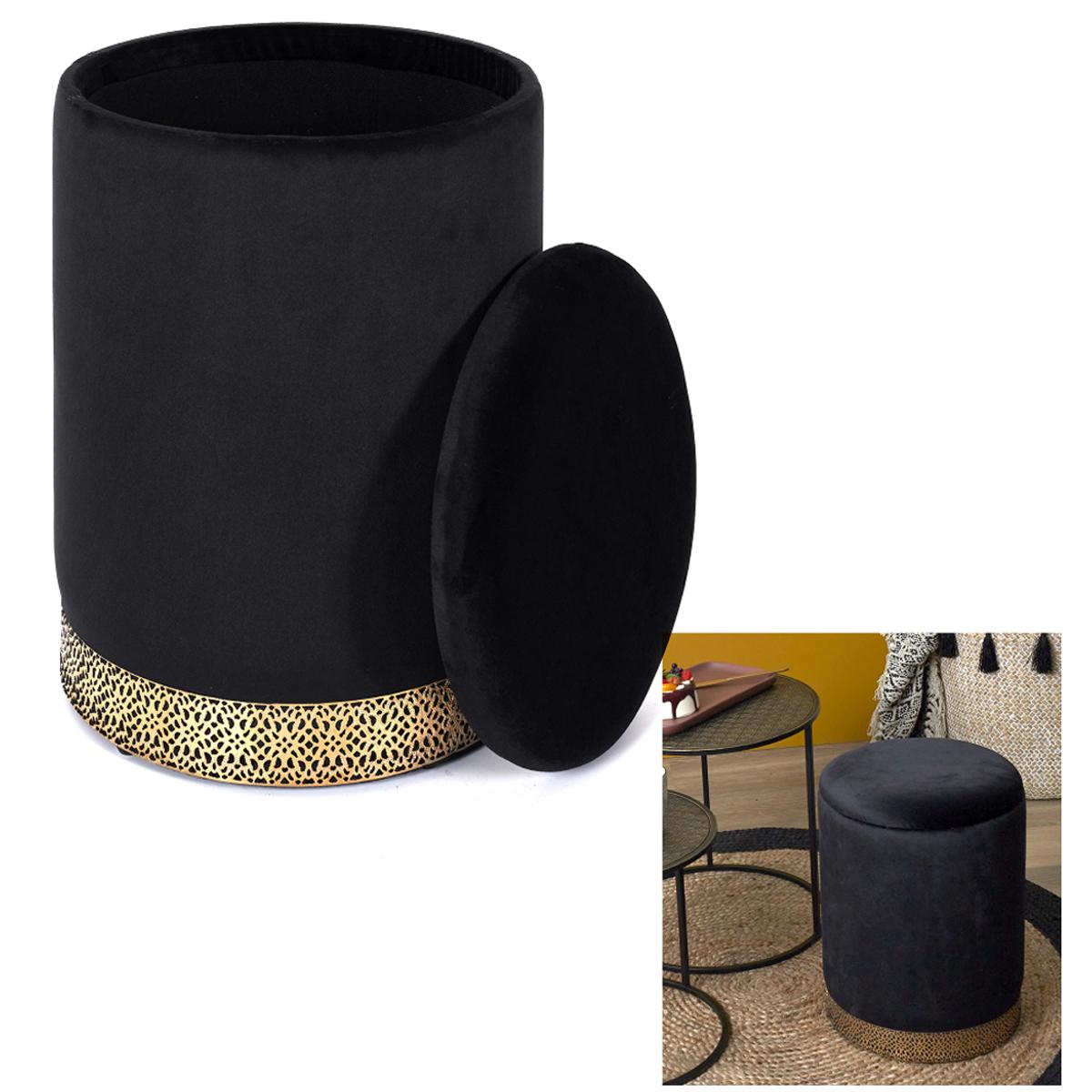 

Les Trésors De Lily [A3535] - Дизайнерский пуф для хранения Scarlett черное золото - 41x29 см