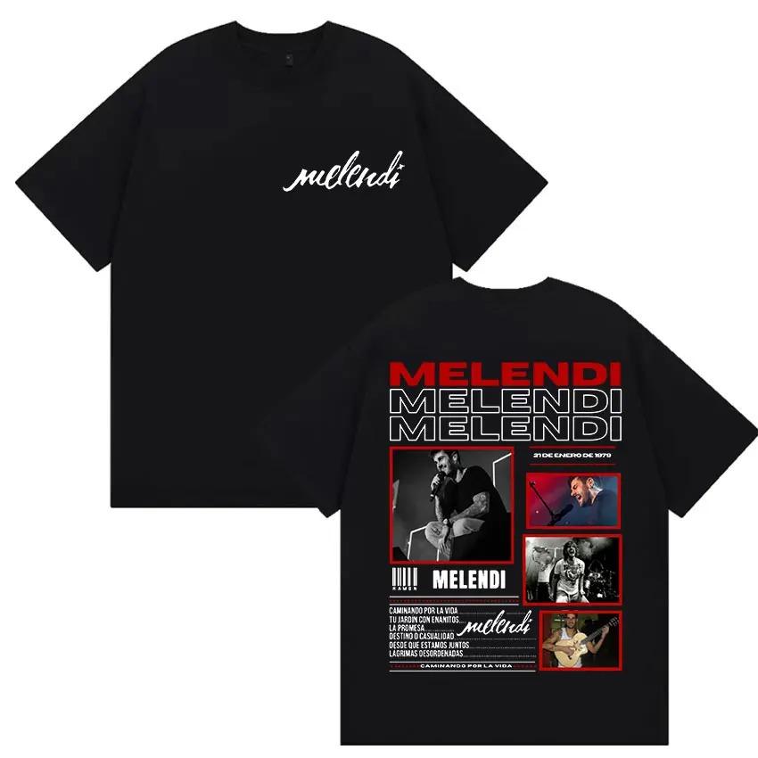 Rapper Melendi Tour 2025 Album Merch T Shirts Men's Vintage Gothic Oversized Cotton T-shirt Plus Size Streetwear Cotton Hip Hop