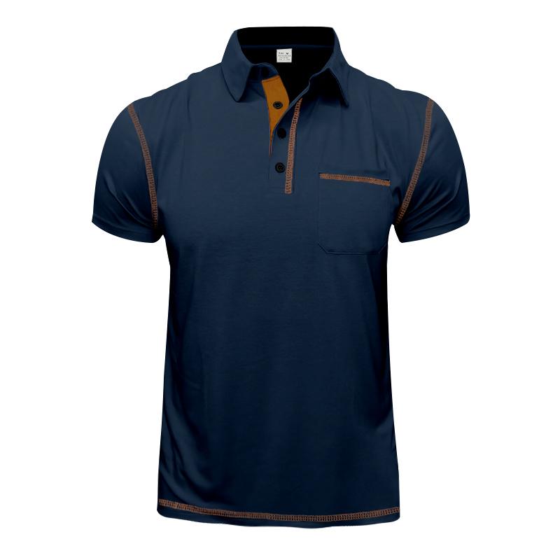 Men's Polo Shirt Summer Solid Color Button Pocket Short Sleeve Polo Shirt Street Stroll Fashion Casual Collar T-Shirts