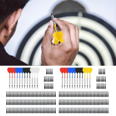 Safe Darts 12-teiliges 14-g-Dartpfeile-Set, weiche Kunststoffspitze, Kunststoff-Fässer, vernickelter Eisenschaft, Kunststoff-Flight mit 100 Spitzen