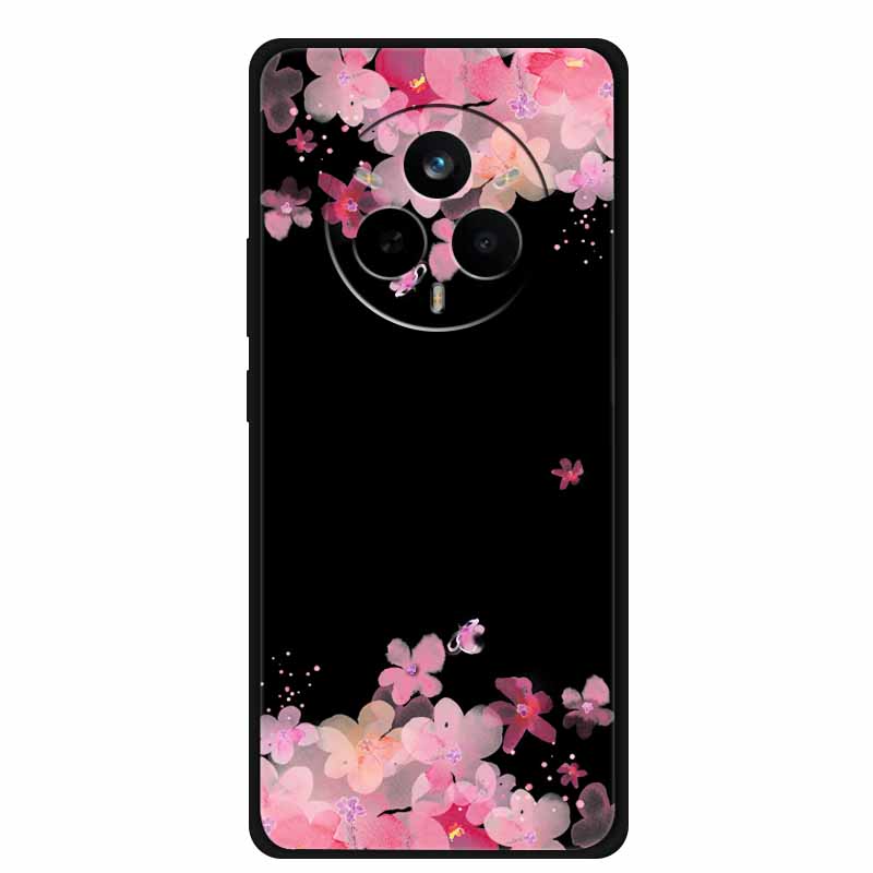 For Realme 14 Pro Case Luxury Phone Cover For Realme 14 Pro+ Cute Floral Black Silicone Soft Case TPU Funda Realme 14 Pro Plus