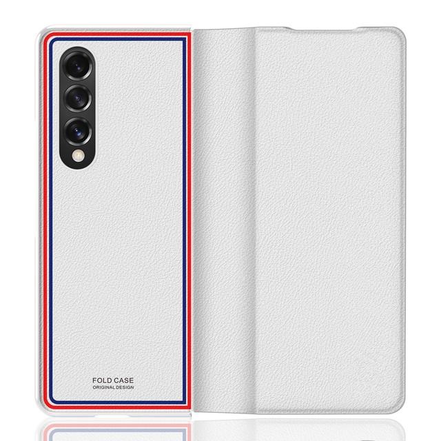 

Кожаный чехол для телефона с защитой от отпечатков пальцев для Samsung Galaxy Z Fold3 Fold 3, 5 г, нескользящий защитный чехол для Samsung Z Fold 3 for Galaxy Z Fold 3 белый