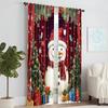 2Pcs Christmas Window Curtain Snowman Xmas Tree Designs With Snowflakes Rod Pocket Polyester Material For Living Room Kitchen
