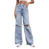 Y2K Zerfetzte High-Waist Damen Casual Bequeme Lange Jeans