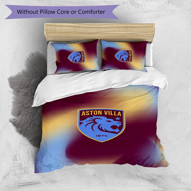 Set Lenzuola Stampato Aston Villa Football 3 Pezzi, Comodo Set Copripiumino per Camera da Letto Amico della Pelle