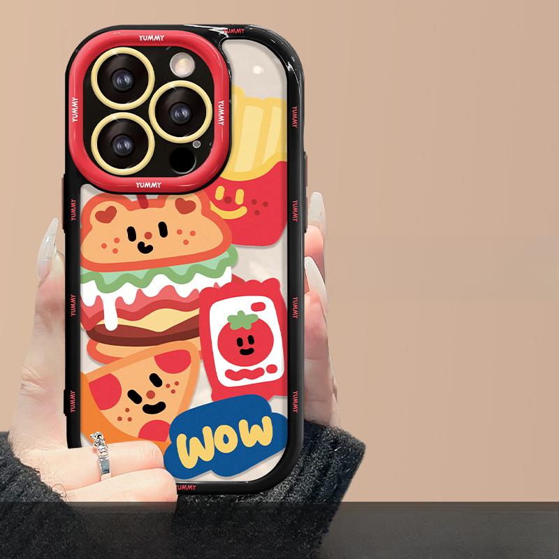 Applicable To Vivos17 Mobile Phone Case X90/80pro Cartoon Hamburger Lanyard Y52s High-end Silicone Protective Case