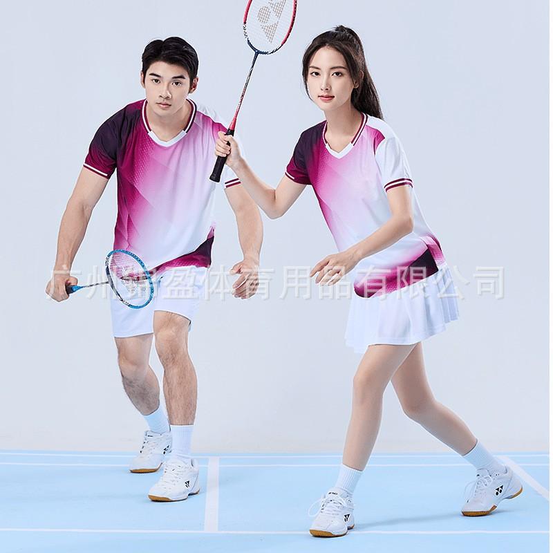 Quick-Dry Bamboo Fiber Badminton Set Men Women Couples Short Sleeve Top Shorts Skirt Tennis Pickleball Sportswear