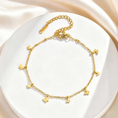 Exquisites Schmetterlings-Kettenarmband für Damen Vergoldetes Edelstahl-Gliederkettenarmband Mode Party Schmuck Geschenk