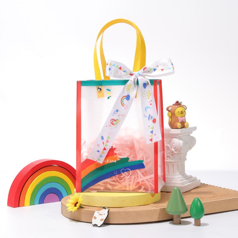 Kindergarten Party Favor Gift Bag with Transparent Handle for Back-to-School and Birthday.