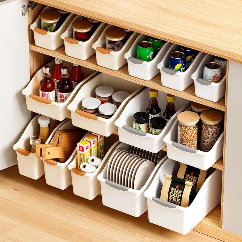 Cabinet Organizer with Wheels Large Storage Bins Adjustable Shelves Narrow Spaces Multi Use Kitchen Home Organization Box