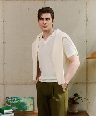 THEKNITCOMPANY (M) Orea Scallop Open Polo Knit 3 Colors