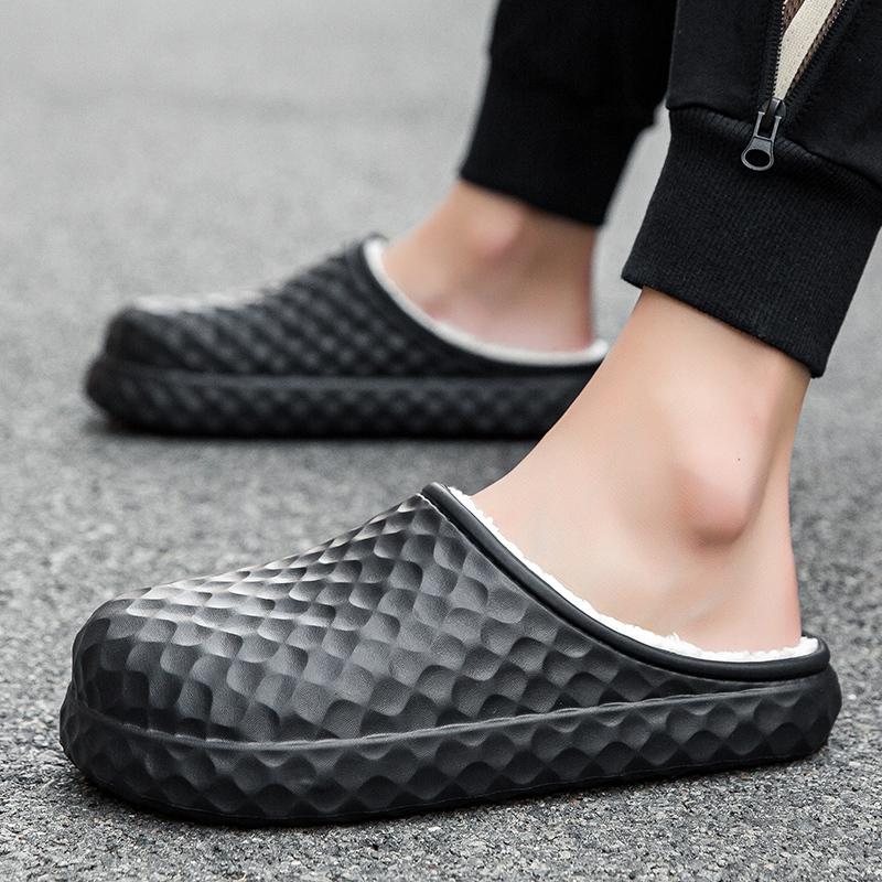 Men Warm Winter Cotton Shoes Women Warm Fur Home Slippers EVA Non-Slip Plush Slippers Indoor Couple Thick Sole Footwear Slides