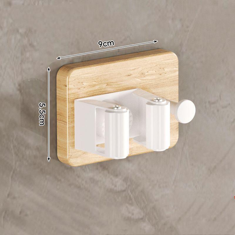 Wall Mounted Mop Clip Holder No-Punching Walnut Mop Mop Brush Broom Hanger Rack Kitchen Bathroom Organizer Holder Hook Accessory