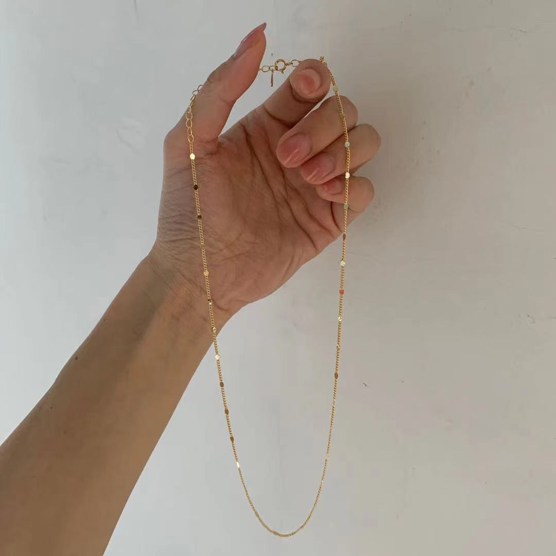 

ANENJERY Bling Disc Chain ожерелье женская простая блестящая короткая цепочка на ключицы аксессуары золотой