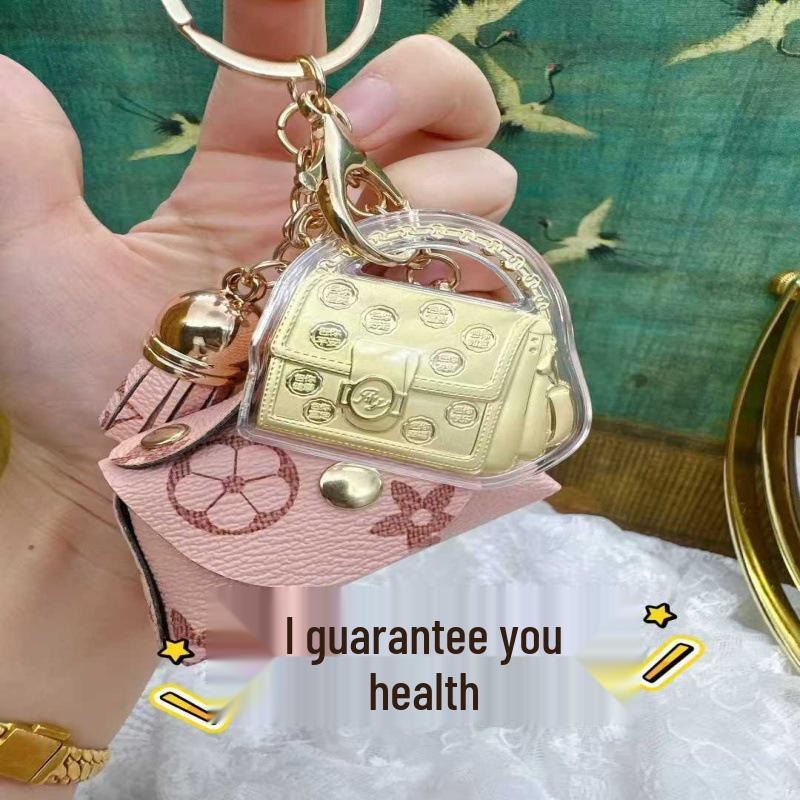 Gold 20mg Rein Schlüsselanhänger Anhänger: Gewährleistet Sicherheit & Glück, Steigert Reichtum, Ideal als Taschenanhänger oder Autoanhänger.