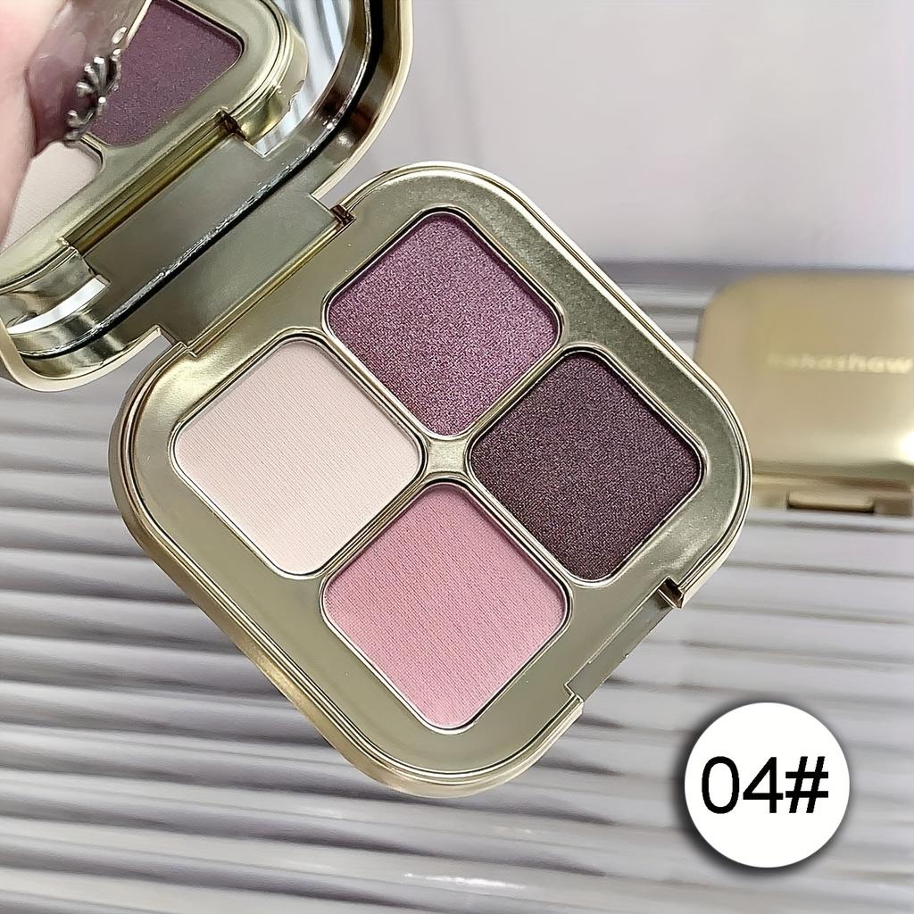 4-Farben Lidschattenpalette Goldene Textur, Matte & Schimmer-Finishes in Braun, Koralle, Rosa, Lila Lidschatten, Langanhaltende Farbe, Einfache Anwendung