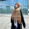 Korean Style Plaid Scarf for Women Winter Student Versatile Shawl Thickened Neck Warmer Cute Girlish Neck Gaiter