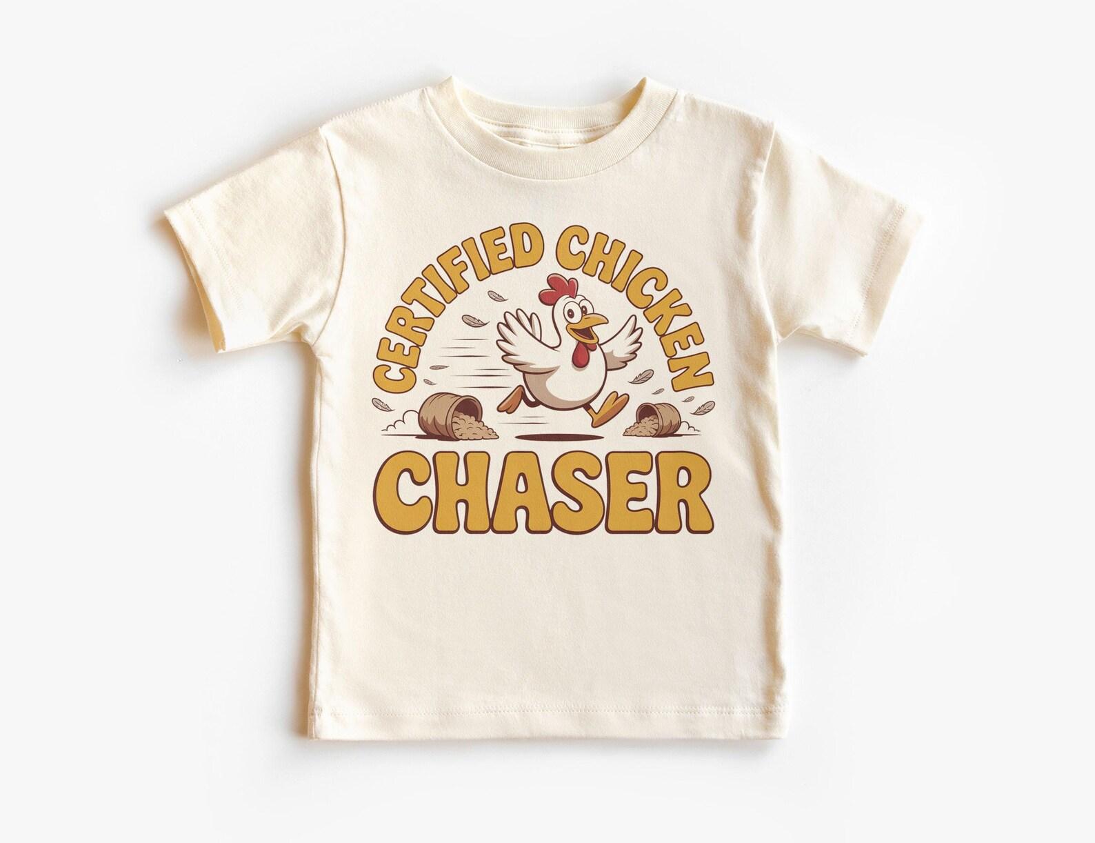 Certified Chicken Chaser Kids Shirt – Funny Farm T-Shirt for Chicken Lover – Backyard Poultry Unisex Tee – Cute Barnyard Animal Graphic Top 100