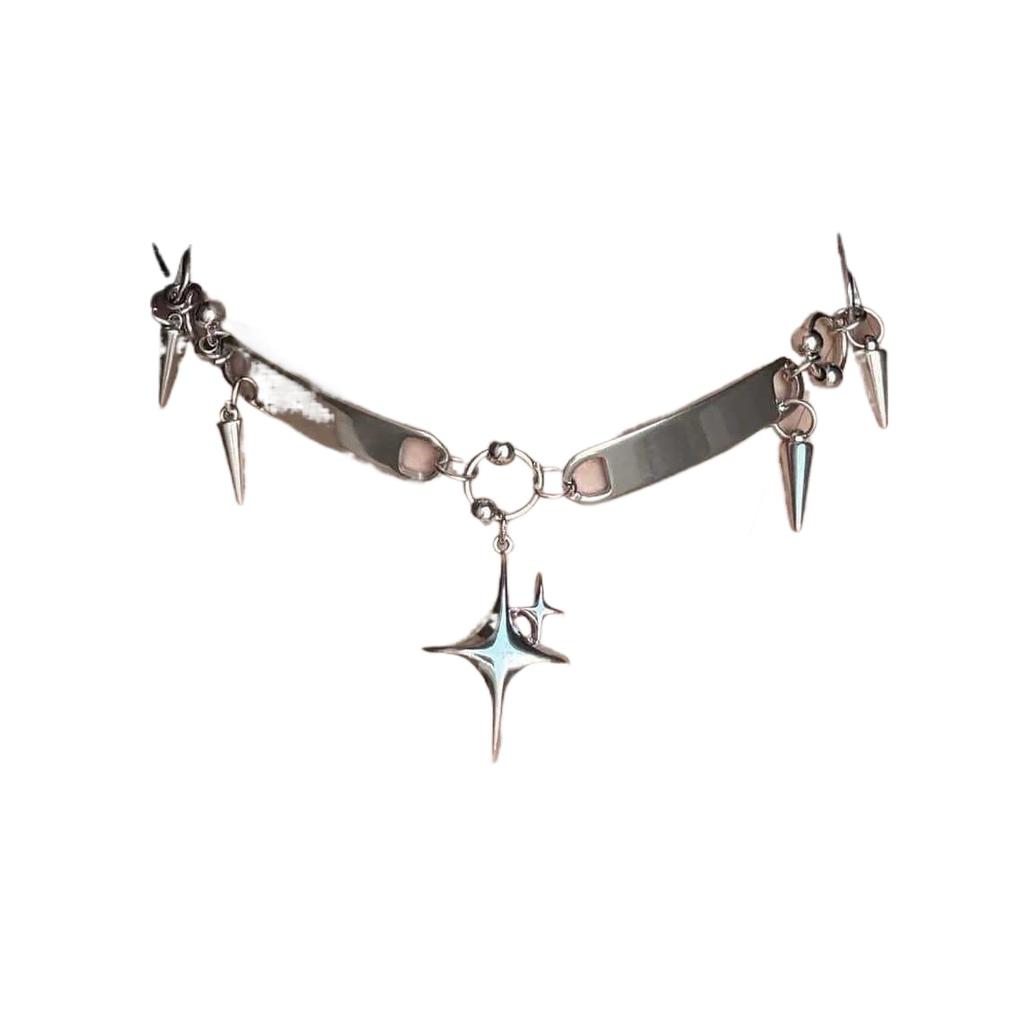 New Gothic Punk Style Y2K Metal Necklace Romantic Starlight Pendant Fashionable Versatile Personality Jewelry for Women's Girls