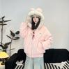 Amerikanischer Stil Damen Baumwolljacke mit Pelzkragen - Dicke, Warme und Lockere Kapuzen-Oberbekleidung für Paare