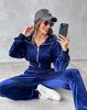 2024 Autumn/Winter Women's Fashion Casual Set: Golden Velvet Long Sleeve Top & Long Pants Two-Piece Set