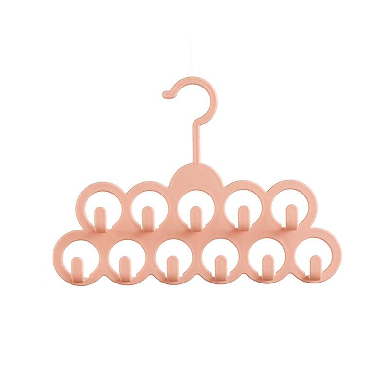 

11Holes Bathroom Storage Rack Plastic Hanger Organizer Closet Space Saving Scarf Belt Tie Hat Towel Bag Purse Holder Dorm Room світло-рожевий колір