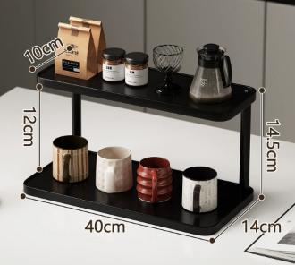 Wood Multi-Layer Coffee Mug Display Rack Stepped Countertop Cup Holder Space Saving Storage Shelf for Kitchen Office Living Room