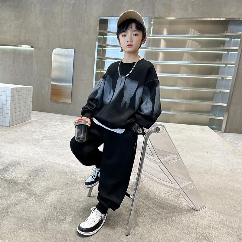 Ensemble de vêtements de sport tendance pour garçons, printemps-automne 2025, sweat à capuche pour enfants