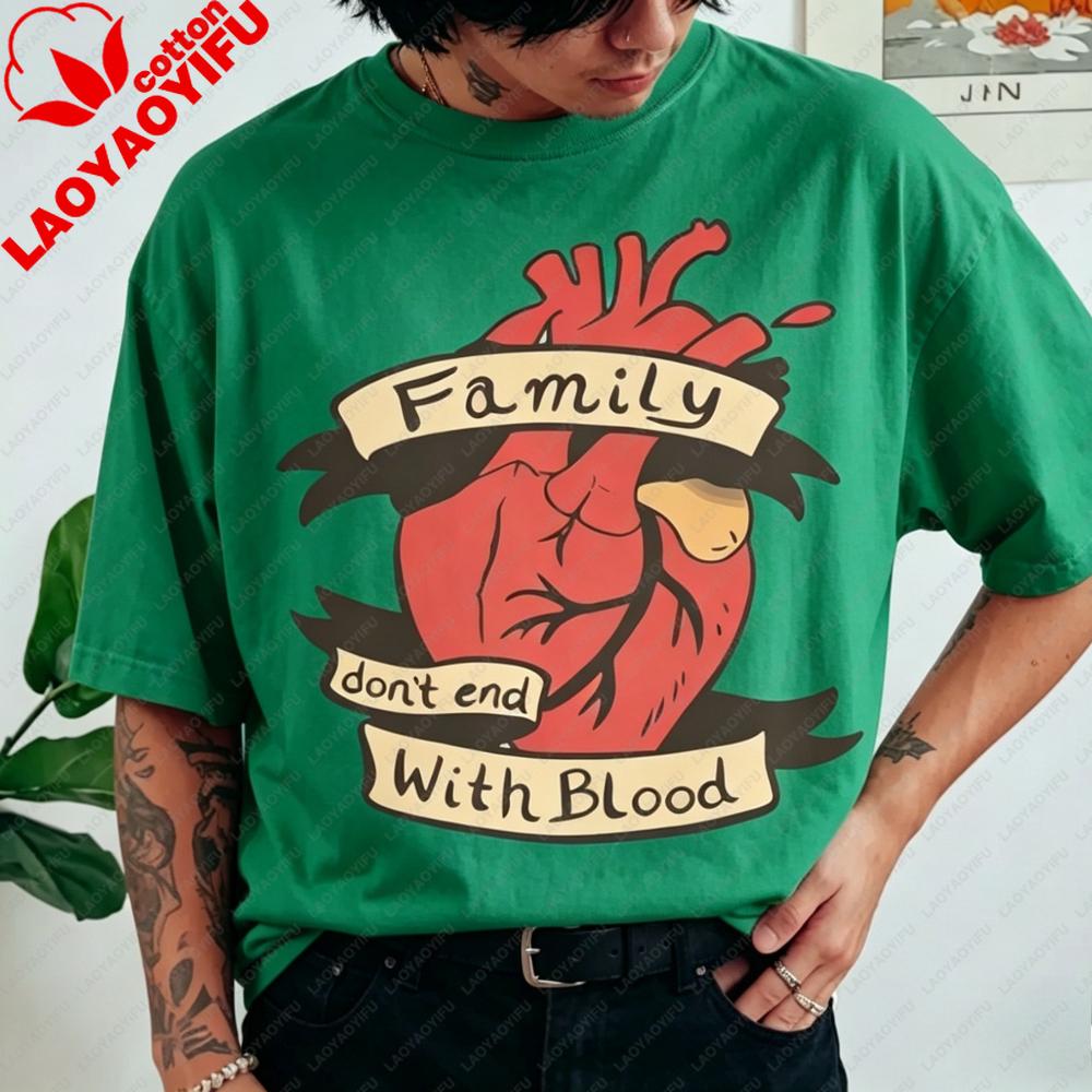 Family Don't End with Blood Supernatural Theme Shirt SPN Winchester Brothers Graphic Tee Science Fiction TV Series Gift Tshirt