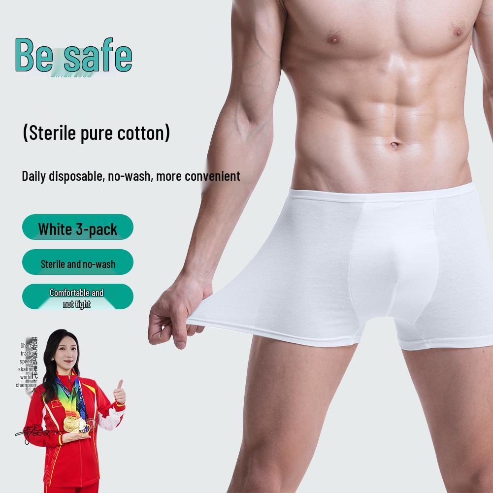 

Bei anshi Стерильные мужские одноразовые хлопковые боксеры-брифы - Большой размер, Удобные для путешествий, Белые XL (110-130 lbs)