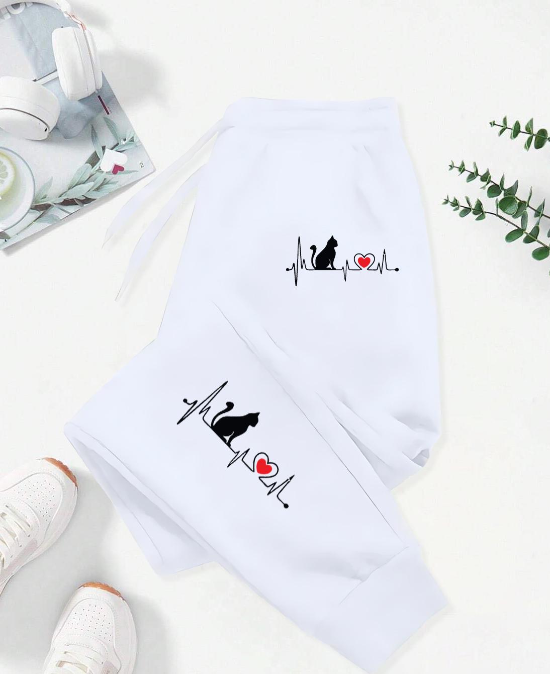 

Dog Red Heart Electrocardiogram Printing Printed Woman Pant Street Soft Sweatpants Sport Fashion Trousers Casual Autumn Pants 4XL білий