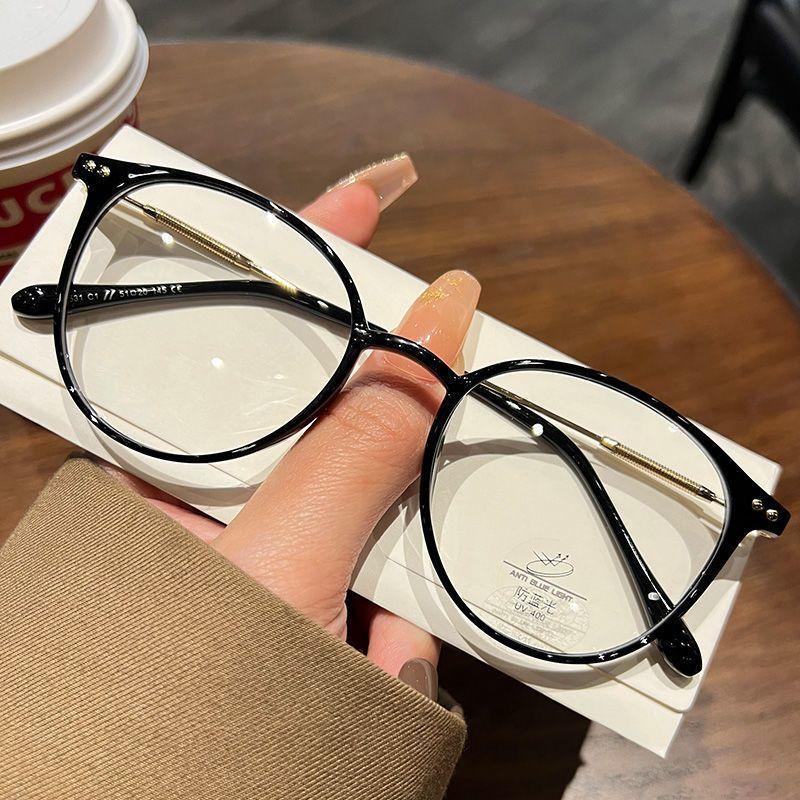 Myopia Glasses Retro Flat Glasses Black Frame Anti-blue Glasses