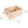 Boîte de rangement - CREATIVE DECO - Caisse en Bois Naturel - 33,5 x 24 x 14,5 cm - Poignées en Corde de Jute