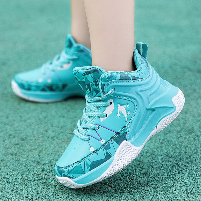 Children's waterproof basketball shoes classmates 2025 spring and autumn new sports shoes medium and large children's lace-up anti-skid friction has s