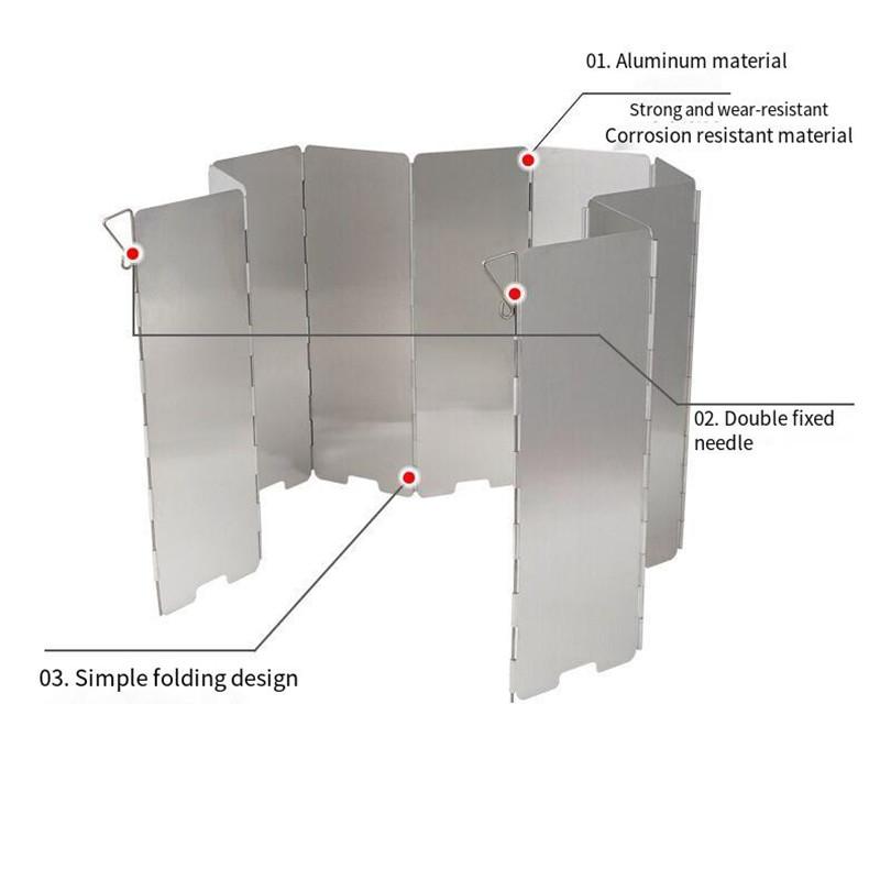 Outdoor Folding Cassette Stove Aluminum Wind Shield Camping Picnic Cooking Flat Gas Stove Alcohol Stove Windproof Cover
