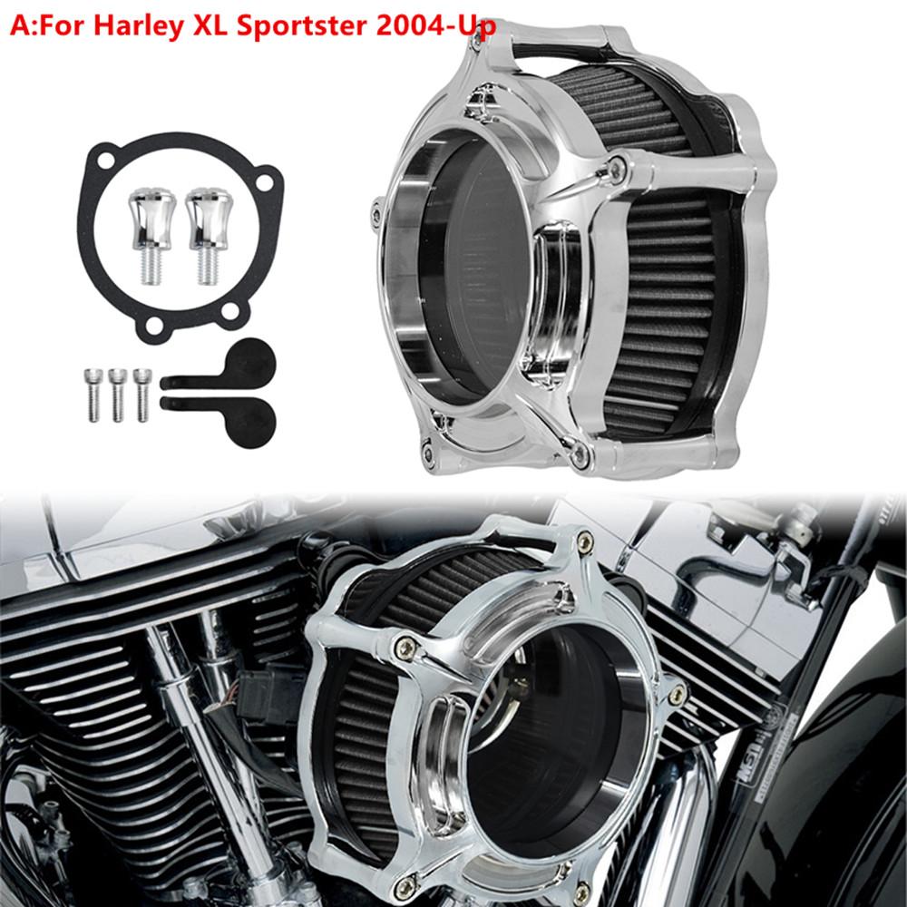 Kit filtru de aer cromat pentru filtre de aer pentru motociclete Sistem de admisie CNC pentru Harley Touring Sportster XL 48 72 883 1200 Dyna Softail