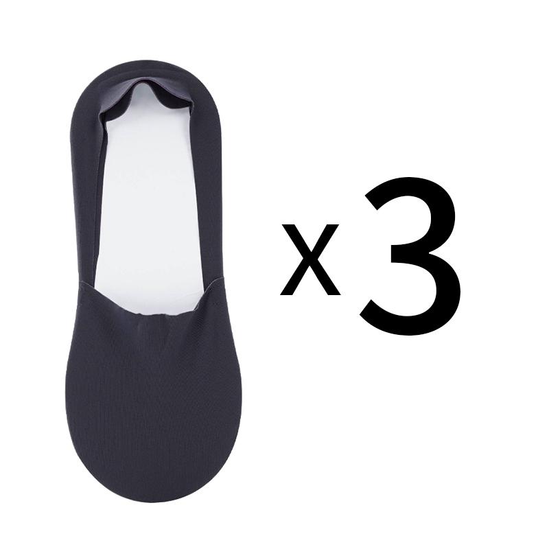 3 Pairs of Summer Breathable Invisible Boat Socks Non-slip Men's Ice Seamless Silicone Low Cut Short Invisible Socks